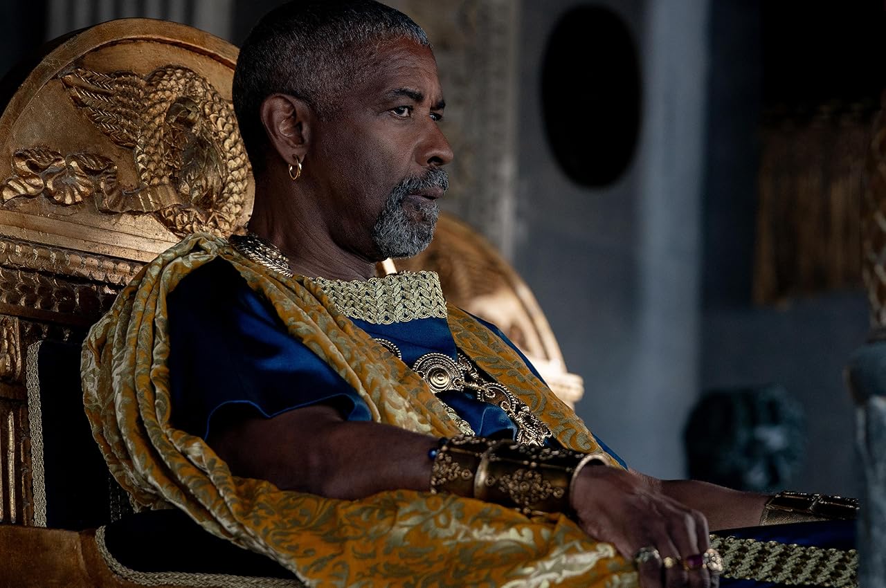 Denzel Washington in il Gladiatore II di Ridley Scott (Credits: 2024 Paramount Pictures)